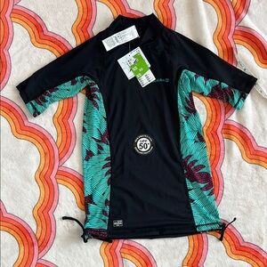 Women’s Olaian Rash Guard - Black and Green size XS